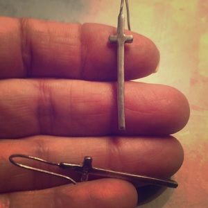 Sterling silver cross earrings